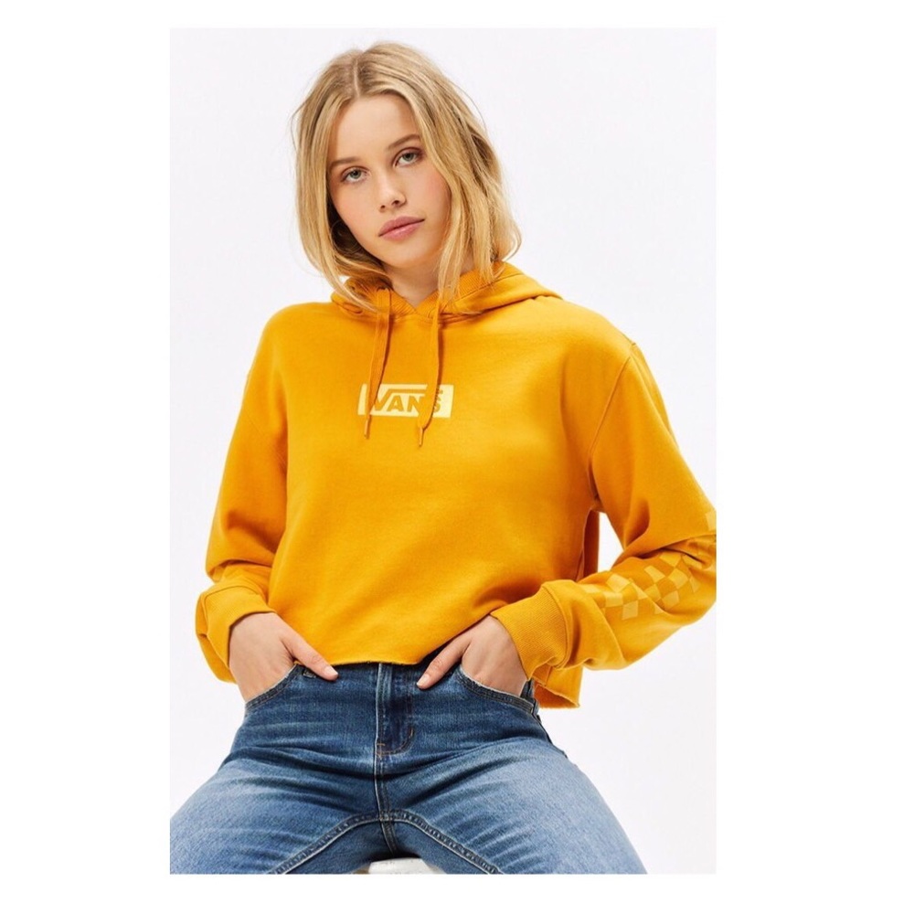 NWT Vans Yellow Cropped Raw Cut Hoodie S